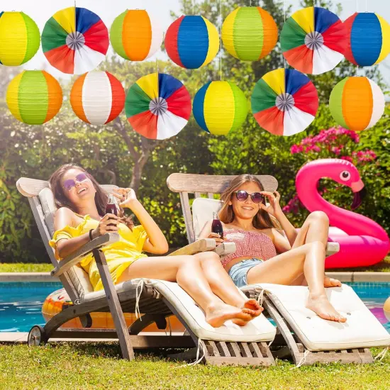 36Pcs Summer Beach Party Decorations Paper Lanterns and Fans {2}