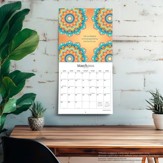 Enlightened Rumi | 2026 12 x 24 Inch (Hanging) Monthly Square Wall Calendar | Plastic-Free {5}