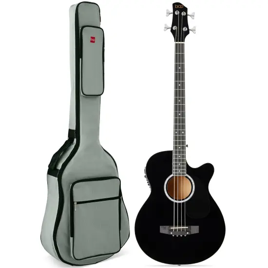 Best Choice Products 22-Fret Full Size Acoustic Electric Bass Guitar w/ 4-Band Equalizer, Truss Rod Black {1}