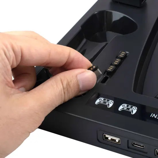 For PS5 Stand and Cooling Station with Dual Controller Charging Dock Charger, Cooling Fan, Headphone Holder, Video Game Storage, USB Hub Black {5}