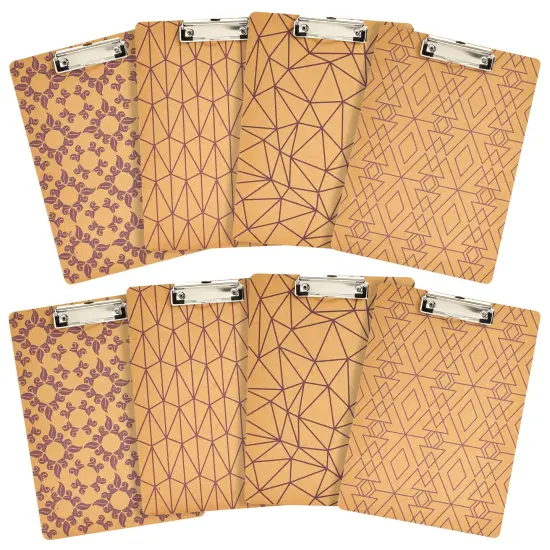 8 Pack Cute Clipboards Bulk Supply with Low Profile Clip - Wooden Clip Boards for Office, School, Classroom, Fits Letter Size 8.5x11 and A4 Paper (8.8 x 12.4 in) Brown {1}
