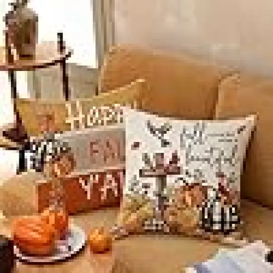 Cross Pumpkin Pillow Covers Happy Fall Y'all {3}