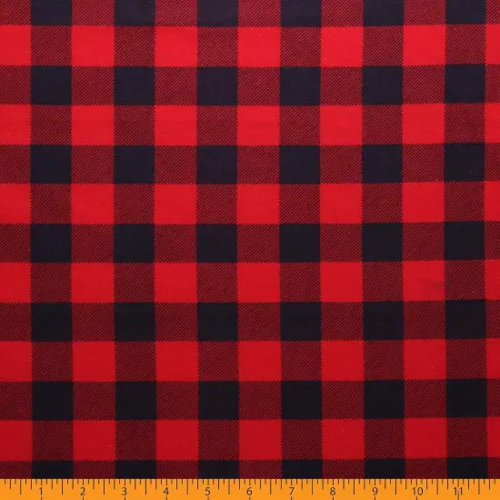 Mook Fabrics Buffalo Plaid Flannel Fabric [43 in. Wide] - By The Yard Red {3}