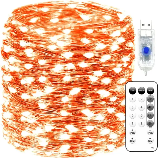 Fairy Lights 72ft 220 LED USB Twinkle Christmas String Lights Plug in(Orange） {1}