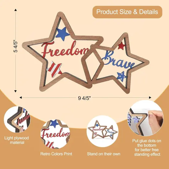 4th of July Wooden Star Decorations Red Blue and White {2}