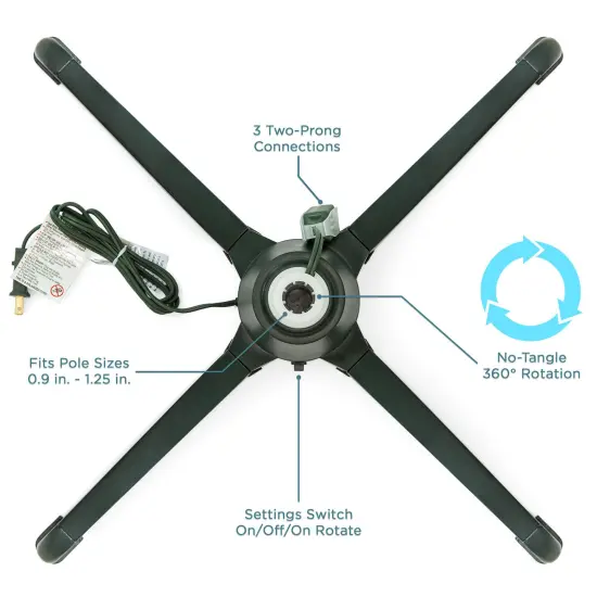 Best Choice Products 360-Degree Rotating Christmas Tree Stand for Up To 7.5ft Artificial Tree w/ 3 Settings Black {5}