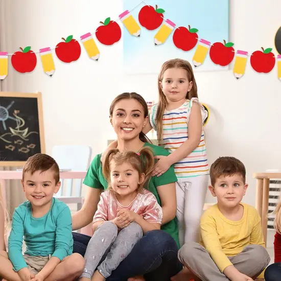 4Pcs Pencil Apples Felt Banner {4}