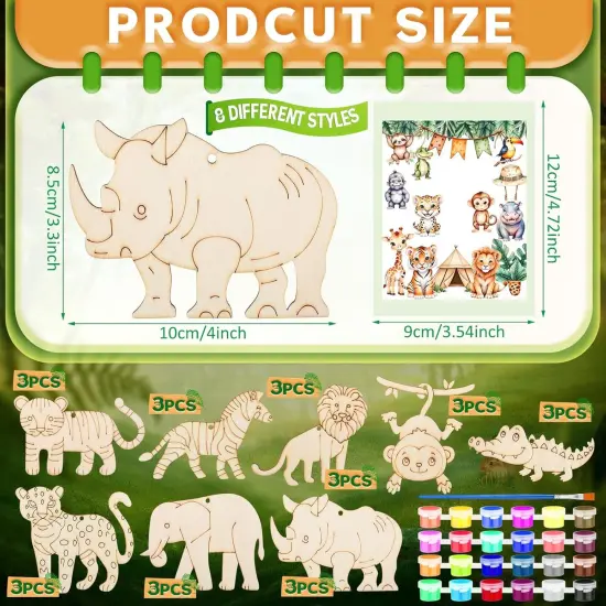 24 Set Safari Party Favors Jungle Craft Kits {2}