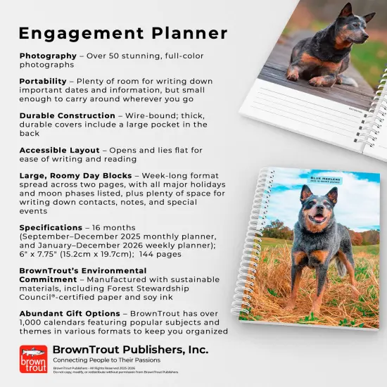 Blue Heelers | 2026 6x7.75 Inch Spiral-Bound Wire-O Weekly Engagement Planner Calendar | New Full-Color Image Every Week {6}