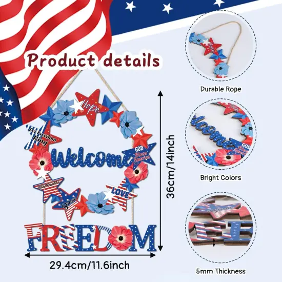 2pcs Patriotic Welcome Sign American 4th of July {5}