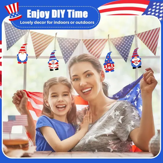 20 Sets 4th of July Unfinished Wooden Gnome Ornaments {5}