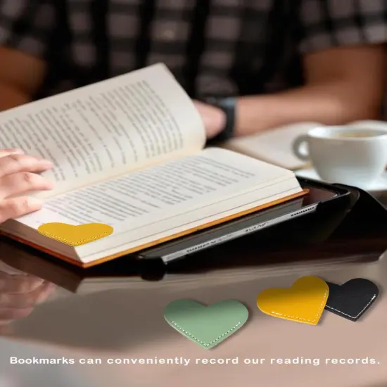 6pcs Leather Heart Bookmarks for Book Lovers Teachers Students {5}