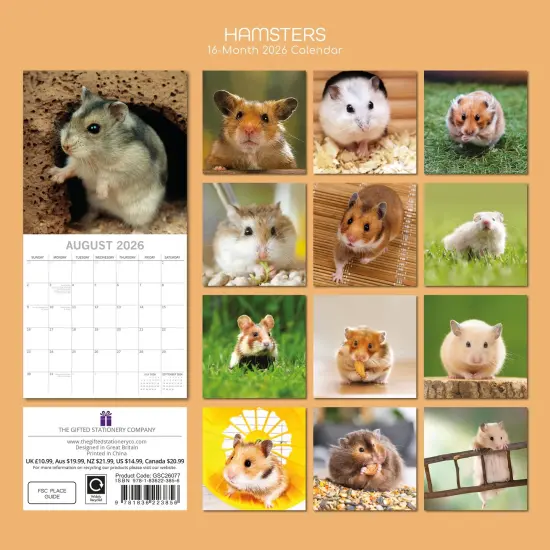 The Gifted Stationary 2026 Square Wall Calendar, Hamsters, 16-Month Animals Theme Hanging Calendar with 180 Reminder Stickers, Month Planner for Home, or Creative Spaces, 12x12 In Multicolor {4}