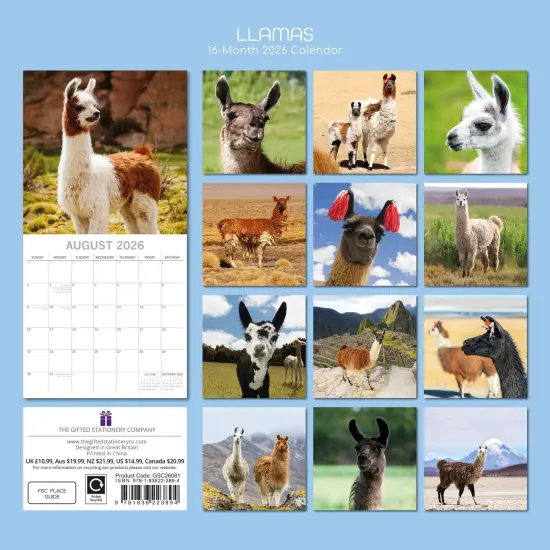The Gifted Stationary 2026 Square Wall Calendar, Llamas, 16-Month Animals Theme Hanging Calendar with 180 Reminder Stickers, Month Planner for Home, Creative Spaces, 12x12 In Multicolor {4}