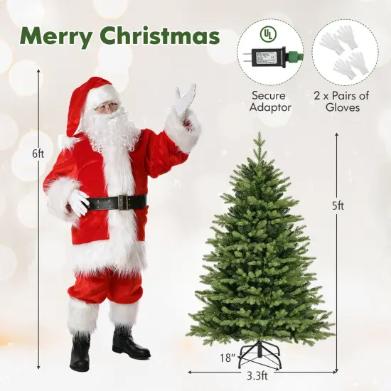 Costway 5/6/7 FT Pre-Lit Christmas Tree Hinged with 250/350/470 Multi-color Lights {4}