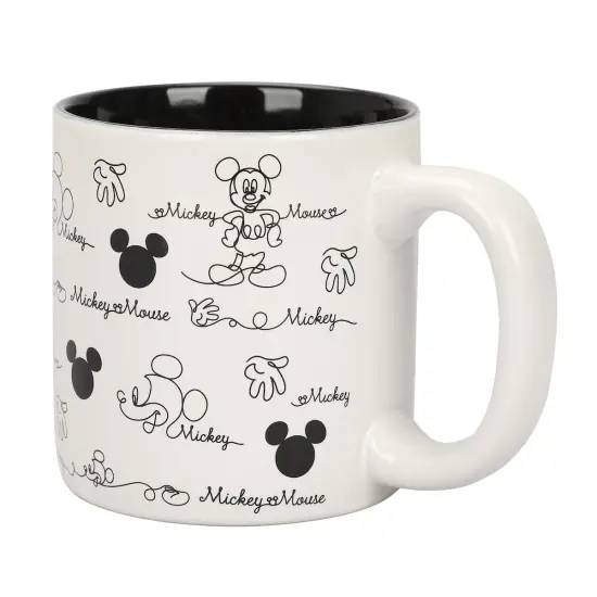 Disney Mickey Mouse Line Art & Hidden Mickey All Over Print 16 Oz Ceramic Mug {2}
