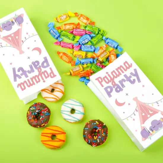 Big Dot of Happiness Pajama Slumber Party Popcorn Bags, Girls Birthday Party Favor Snack Treats, Free-Standing Individual White Paper Bags - 25 Count {4}