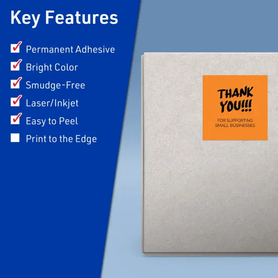 Avery Bright Orange Paper Labels, 4" x 4" Square {2}