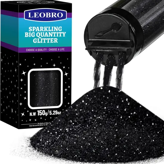 Black Glitter, 150g/5.29oz Black Fine Glitter for Crafts {1}
