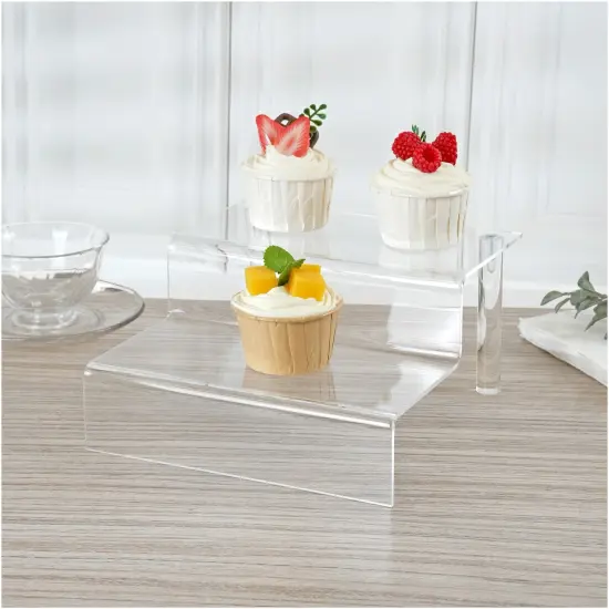 Plymor Clear Acrylic 2-Step Display Stairs, 4.25" H x 8" W x 8.5" D {2}