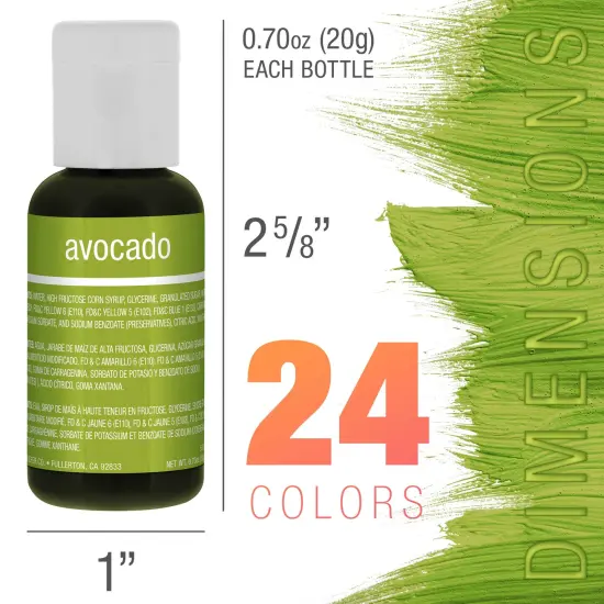 US Cake Supply by Chefmaster Liqua-Gel Cake Color Set - 24 Colors in 0.7 fl. oz. (20ml) Bottles - 12 Primary & 12 Secondary Set B Colors {2}