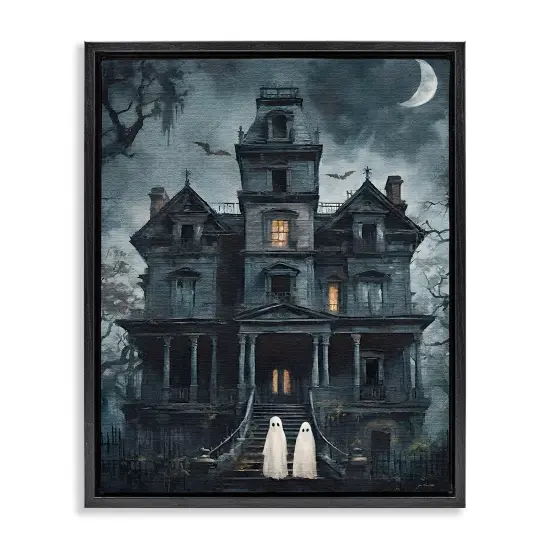Stupell Industries Ghost Pair & Haunted Mansion Floating Frame By Jo Moulton {1}
