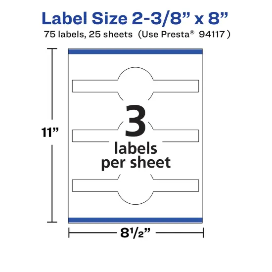 Avery Matte White Wraparound Labels with Sure Feed, 2-3/8" x 8" {4}