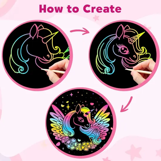 Scratch Paper Art-Crafts Gift: 2 Pack Rainbow {1}