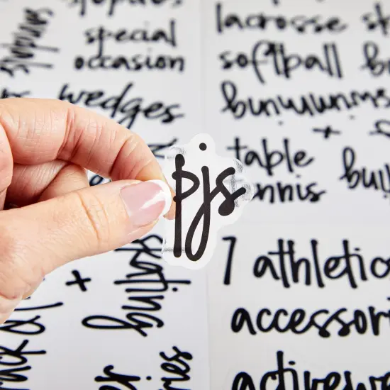 Talented Kitchen 224 Closet Labels for Bins and Baskets, Preprinted Black Script Stickers for Organization and Storage (Water Resistant) {7}