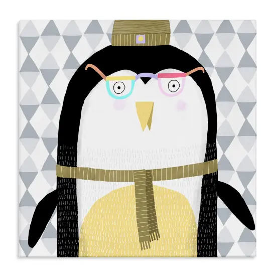 Stupell Industries Cozy Penguin on Geometrics Canvas By Carla Daly {1}