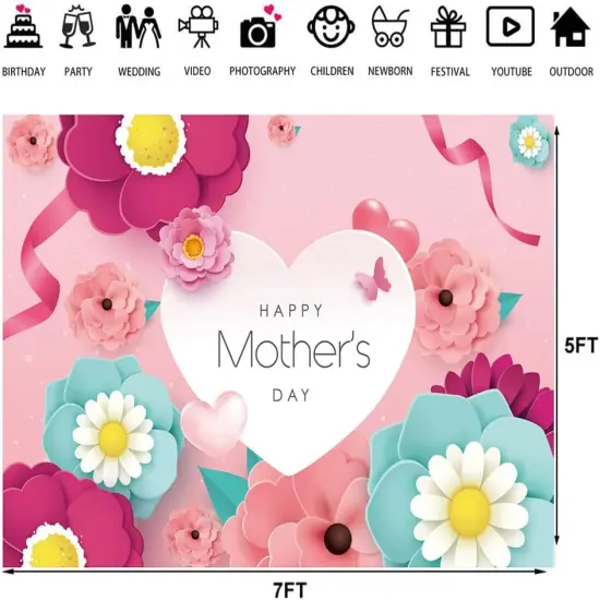 7x5ft Happy Mother's Day Photography Backdrops {4}