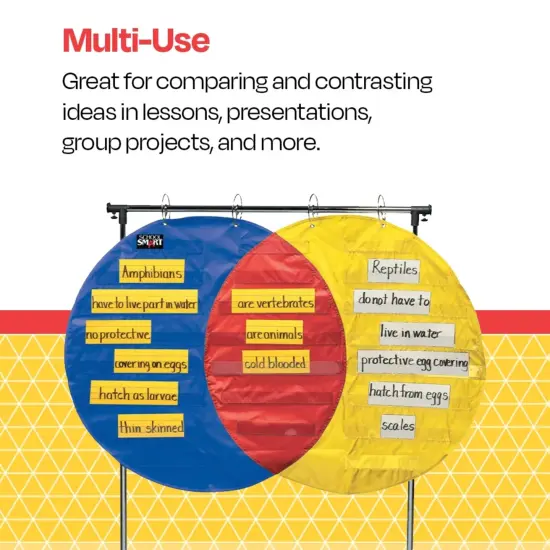 School Smart Venn Diagram Pocket Chart with 3 Circles, 23 Pockets, 35-1/2 x 54 Inches {6}