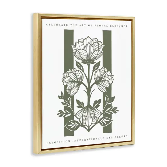 Stupell Industries Symmetrical Blossoms on Green Floating Frame By Lettered and Lined {3}