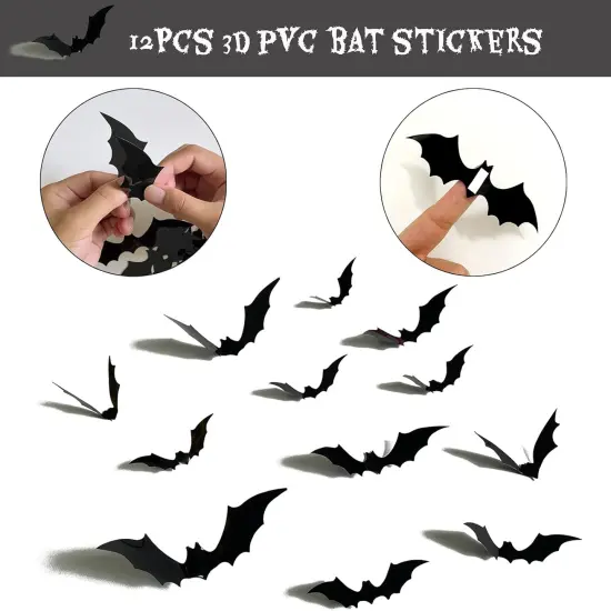 Red Glittery Happy Birthday Halloween Banner Black Foil Curtains Backdrop {3}