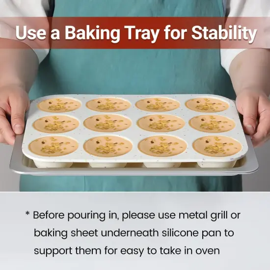 Silicone Muffin Pan, Cupcake Pan 12 Cups Regular Size Muffin Tin Non Stick Muffin Pan for Baking Banana Muffin, Cupcake, Egg Muffin 2 Pack Confetti {3}