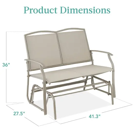 2 Seat Mesh Patio Loveseat Swing Glider Rocker with Armrests Taupe {2}