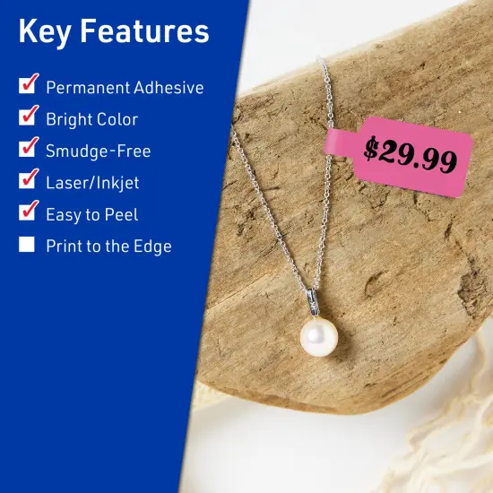 Avery Bright Pink Paper Labels, 0.5" x 2.5" Barbell {2}