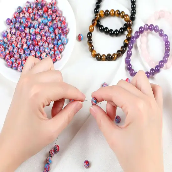 8mm - 96PCS Natural Stone Beads for Jewelry Making(Blue Purple Red) {4}