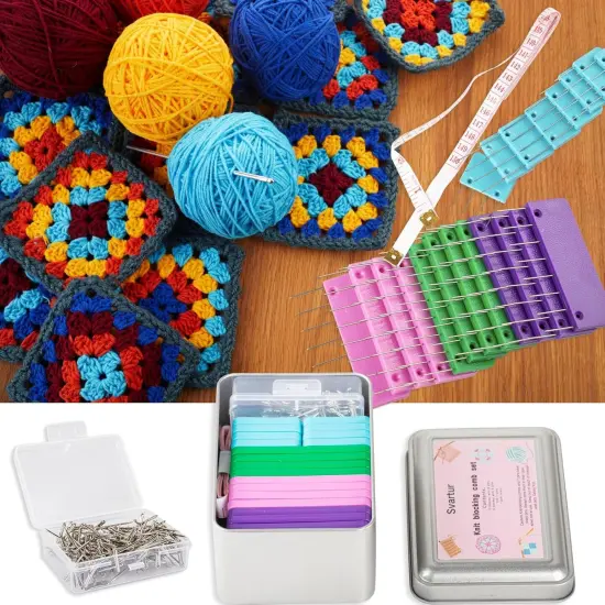 Pack of 2 Knit Blocking Pins, 40 Crochet Knitting Combs & 200 T-Pins {3}