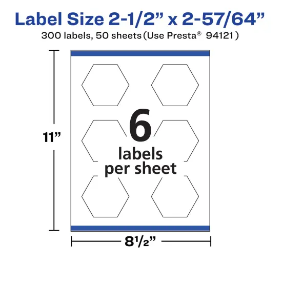 Avery Matte White Hexagon Labels with Sure Feed, 2-1/2" x 2-57/64" {5}