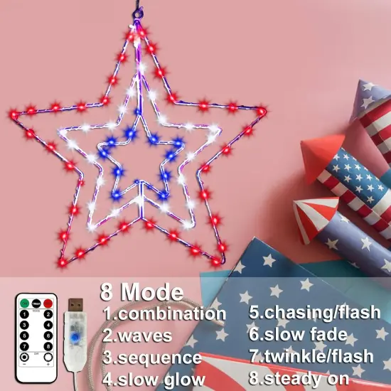 14.2In 4th of July Patriotic Star Lights Decorations, Red White and Blue {4}