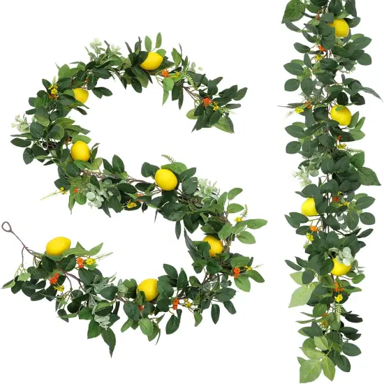 4Pcs Total 24 Ft Artificial Lemon Garland Spring Vine Garlands with Greenery {1}
