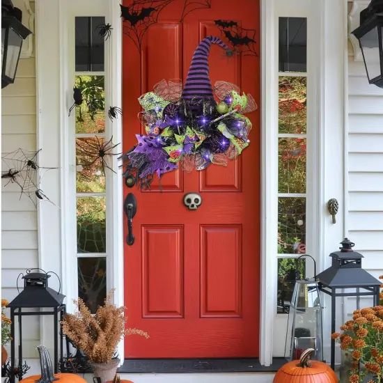 Spooky Halloween Wreath with Lights {2}