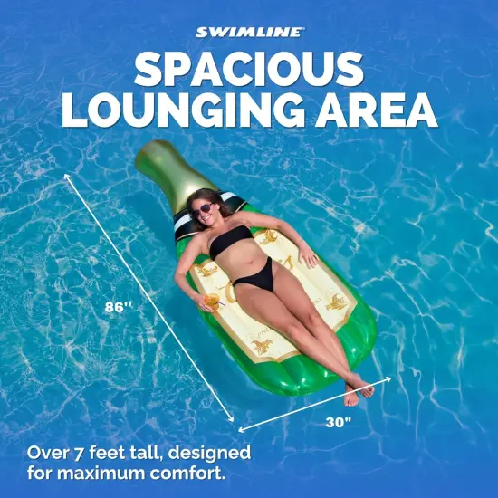 Swimline Inflatable Cheers Bubbly Champagne Pool Lounger - 86" Green {4}