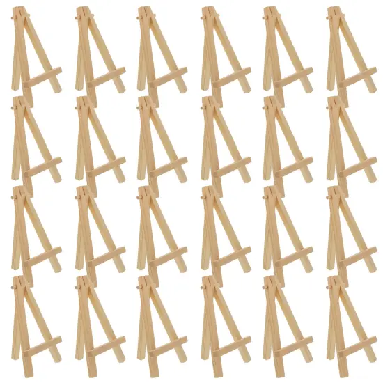 5" Mini Easel (24 Pack) - Natural Wooden A-Frame Tabletop Display Stand, Mini Easel Stand - Small Easels for Display, Small Canvases, Crafts, Business Cards, Signs, Photos, Gifts {1}