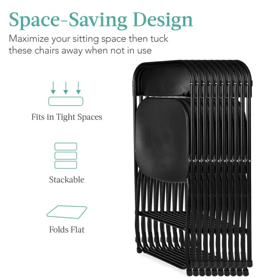 Best Choice Products Set of 10 Folding Stacking Plastic Chairs w/ Non-Slip Feet, 350lb Capacity Black {4}
