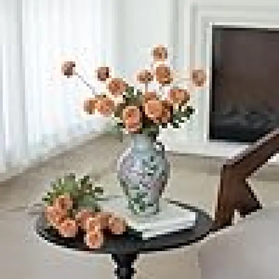 Artificial Flowers Bulk Small Faux Chrysanthemums with Stems Floral- Burnt Orange {3}
