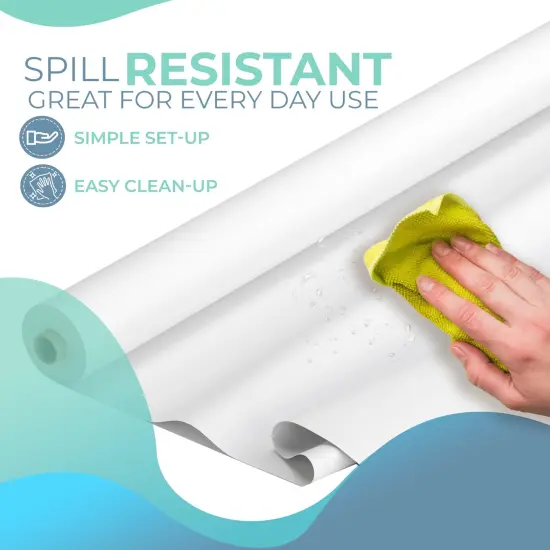 Exquisite Plastic Table Cover Roll &ndash; 40" x 300' Disposable Tablecloth Roll &ndash; Premium Thick 0.5 MIL Plastic Banquet Roll &ndash; Party Table Cover Roll for Events & Catering White {4}