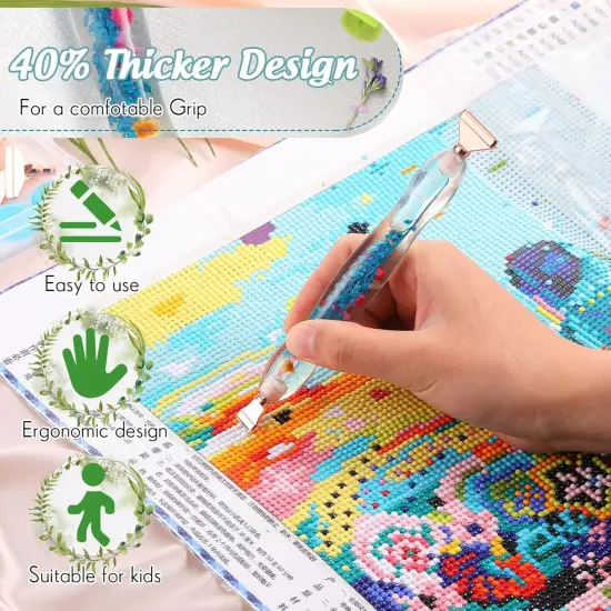 23 Pcs Flower Diamond Painting Art Drill Tool Pen Kits Resin for Adults with Rose Gold Pen Tips Preppy DIY Diamond Art Pens Accessories Nail Art Embroidery Decoration {3}