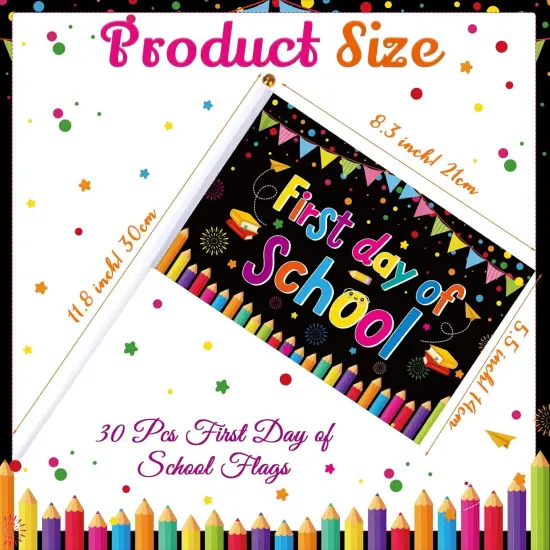 30 Pcs First Day of School Flags Small Mini Handheld Flags {2}